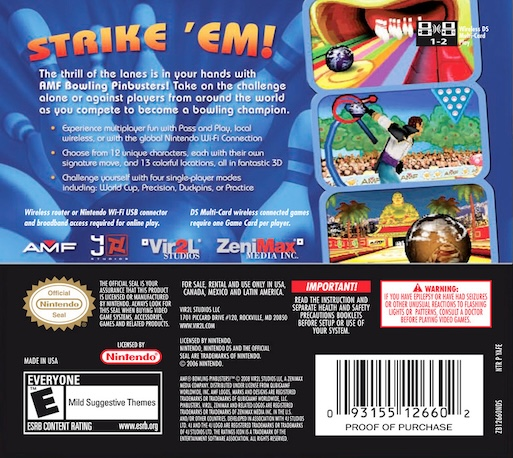 Amf Bowling Pinbusters! — Box back