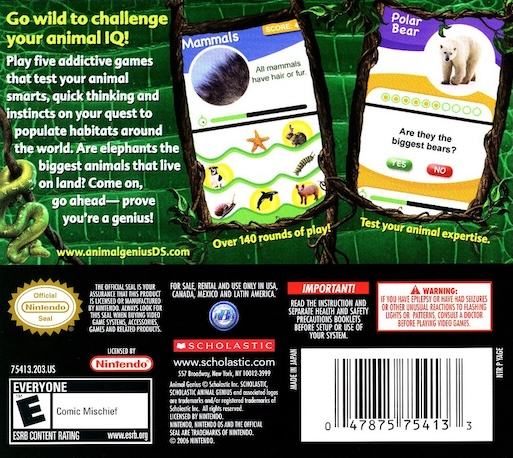Animal Genius — Box back