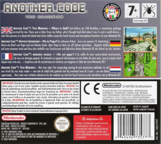 Another Code : Two Memories — Box back