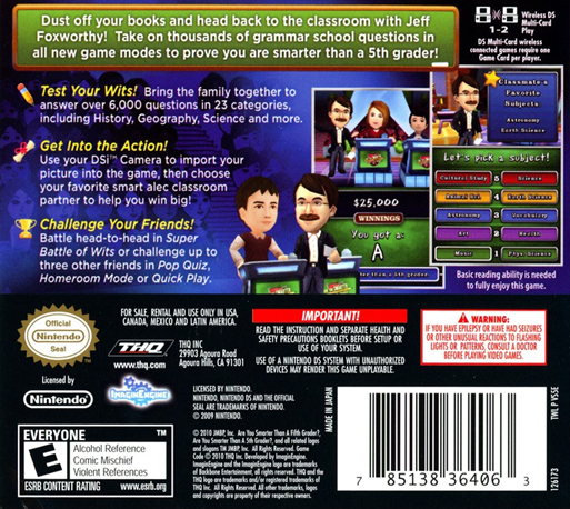 Are You Smarter Than A 5th Grader ? Back To School — Box back