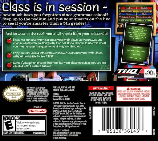 Are You Smarter than a 10 Year Old — Box back