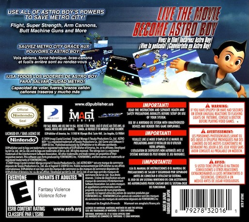 Astro Boy - The Video Game — Box back