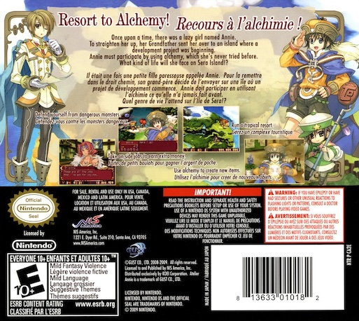 Atelier Annie - Alchemists of Sera Island — Box back