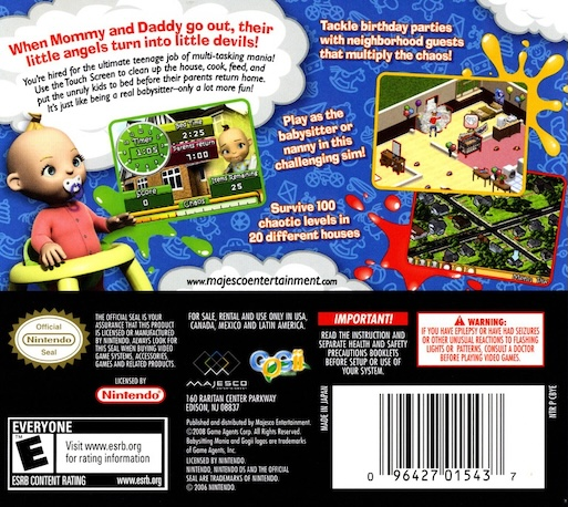 Babysitting Mania — Box back