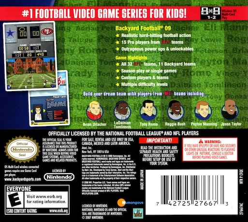 Backyard Football '09 — Box back