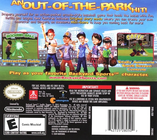 Backyard Sports - Sandlot Sluggers — Box back