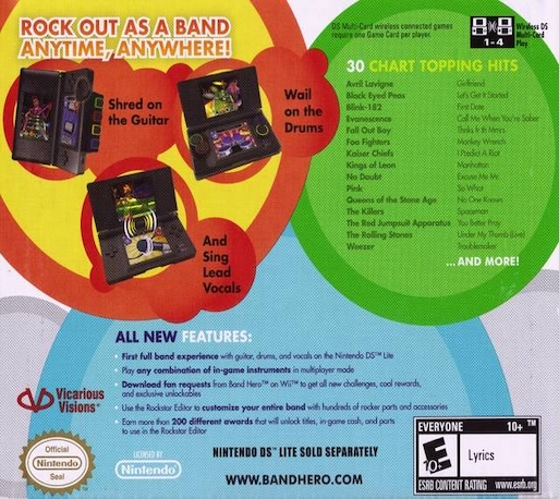 Band Hero — Box back