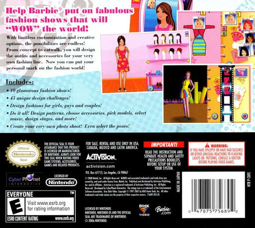 Barbie Fashion Show: An Eye for Style — Box back