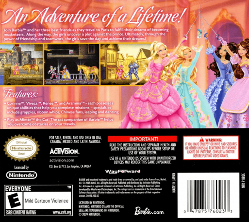 Barbie and the Three Musketeers — Box back
