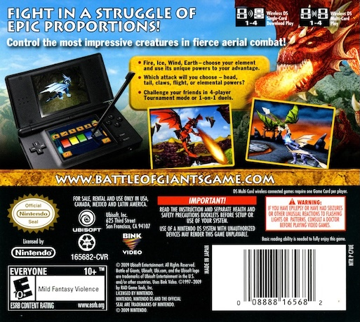 Battle of Giants - Dragons — Box back
