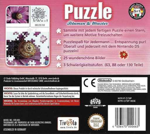 Blumen & Muster Puzzle - Echter Puzzlespass fuer U — Box back