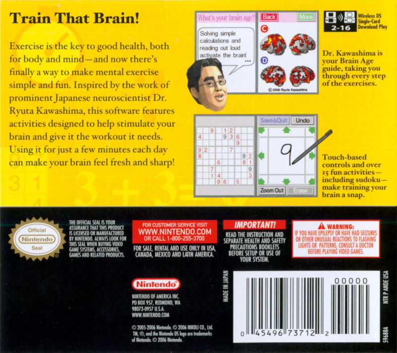 Brain Age - Train Your Brain in Minutes a Day! — Box back