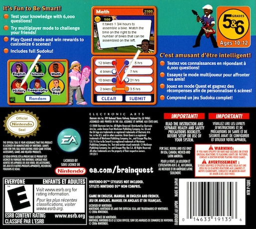 Brain Quest - Grades 5 & 6 — Box back