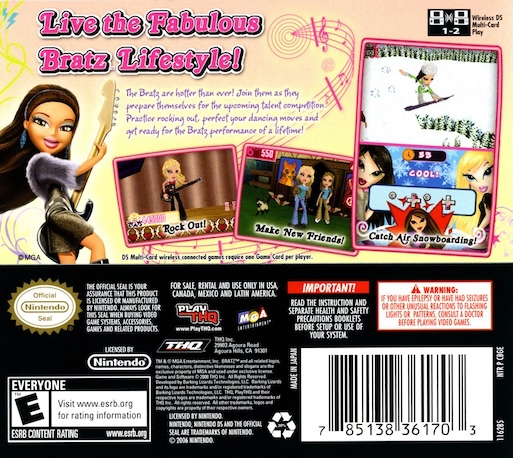 Bratz : Girlz Really Rock — Box back