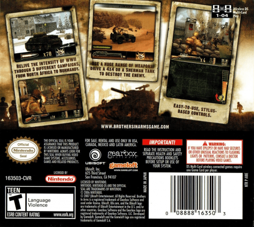 Brothers In Arms DS — Box back
