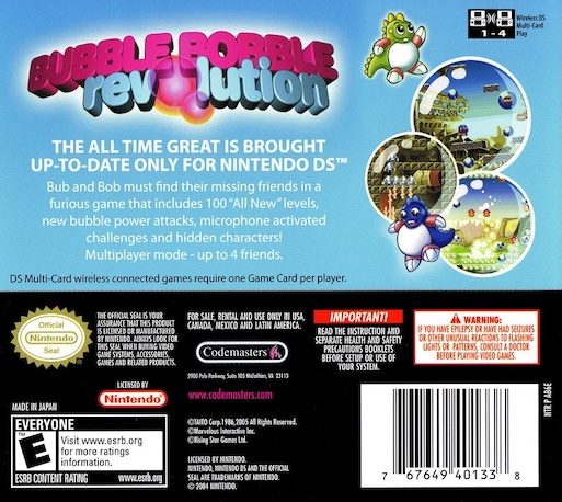 Bubble Bobble Revolution — Box back