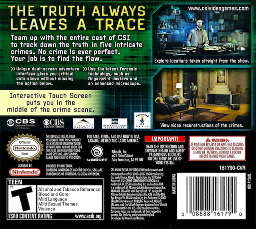 CSI : Crime Scene Investigation : Dark Motives — Box back