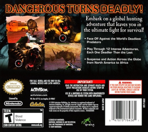 Cabela's Dangerous Hunts 2011 — Box back