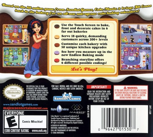 Cake Mania 2 : Jill's Next Adventure ! — Box back