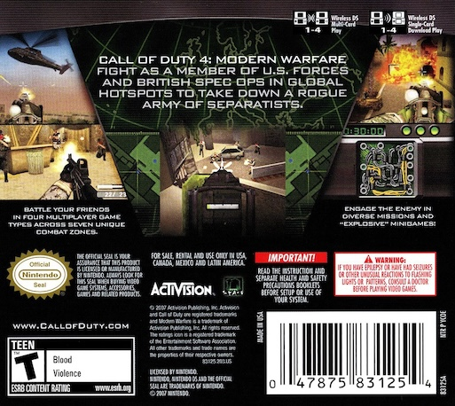 Call Of Duty 4 - Modern Warfare — Box back