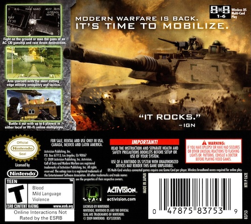 Call of Duty - Modern Warfare - Mobilized — Box back