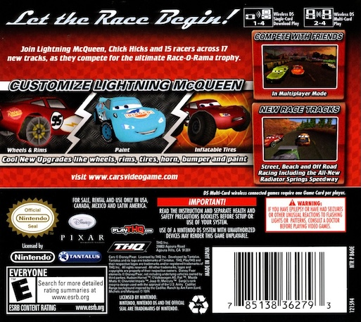 Cars - Race-O-Rama — Box back