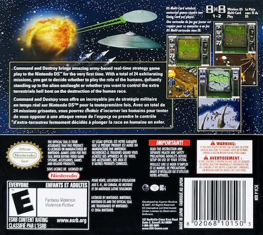 Command And Destroy — Box back