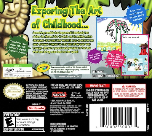 Crayola Treasure Adventures — Box back