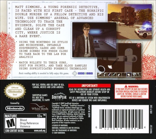 Crime Scene — Box back