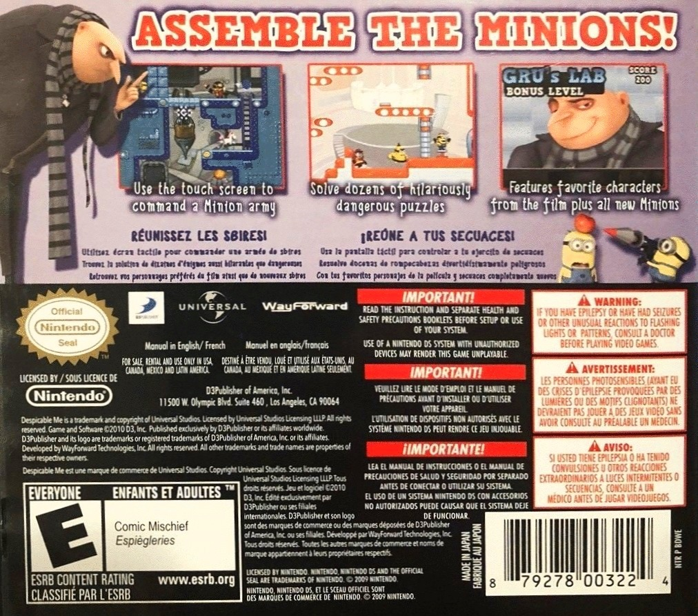 Despicable Me: The Game - Minion Mayhem — Box back