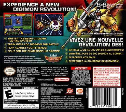 Digimon Championship — Box back