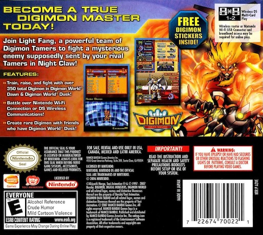 Digimon World - Dawn — Box back