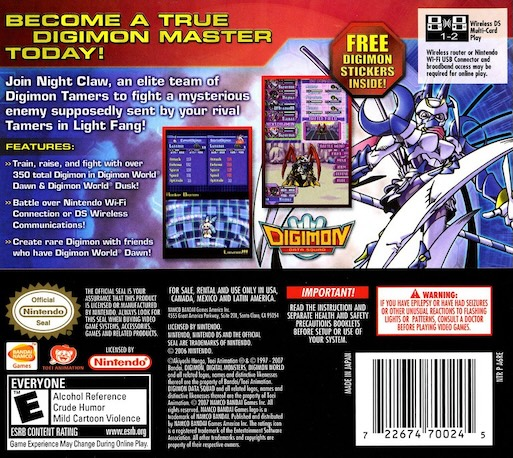 Digimon World - Dusk — Box back