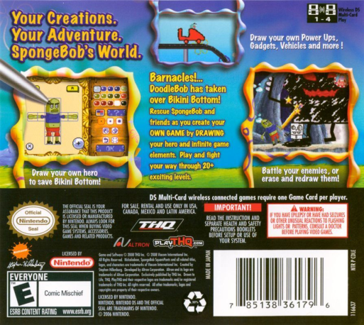 Drawn to Life: SpongeBob SquarePants Edition — Box back