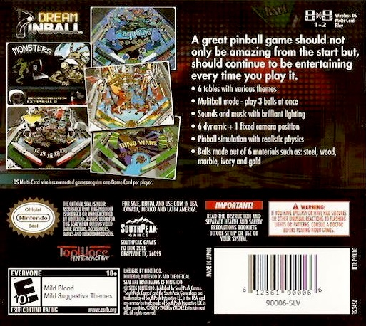 Dream Pinball 3d — Box back