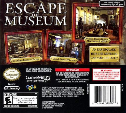 Escape the Museum — Box back
