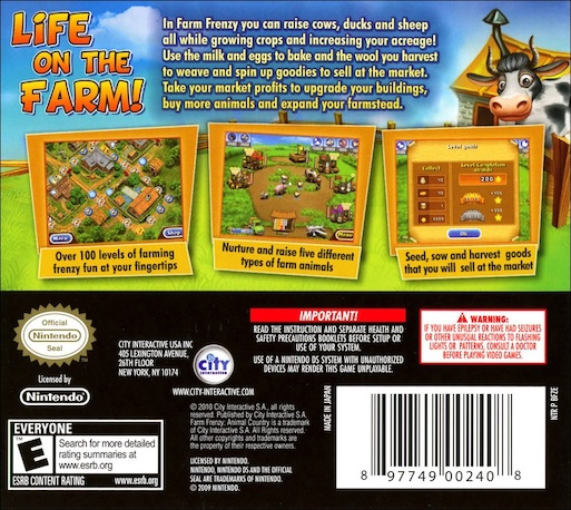 Farm Frenzy : Animal Country — Box back