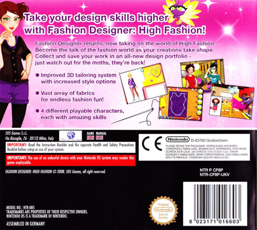 Fashion Designer : High Fashion — Box back