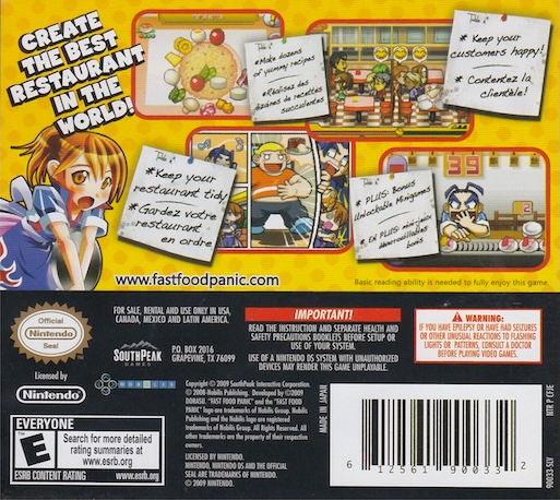 Fast Food Panic — Box back