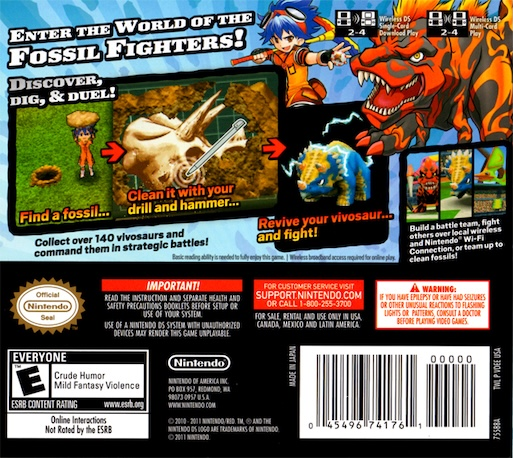 Fossil Fighters Champions — Box back