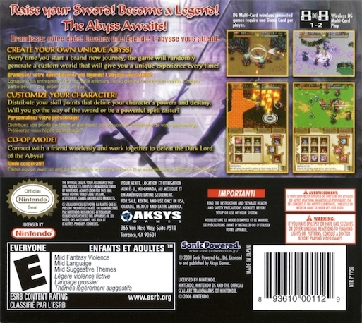 From the Abyss — Box back