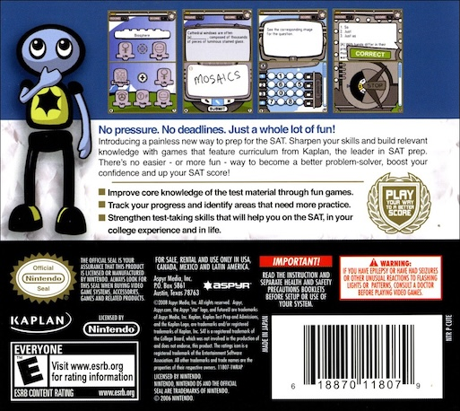 FutureU : The Prep Game for SAT — Box back