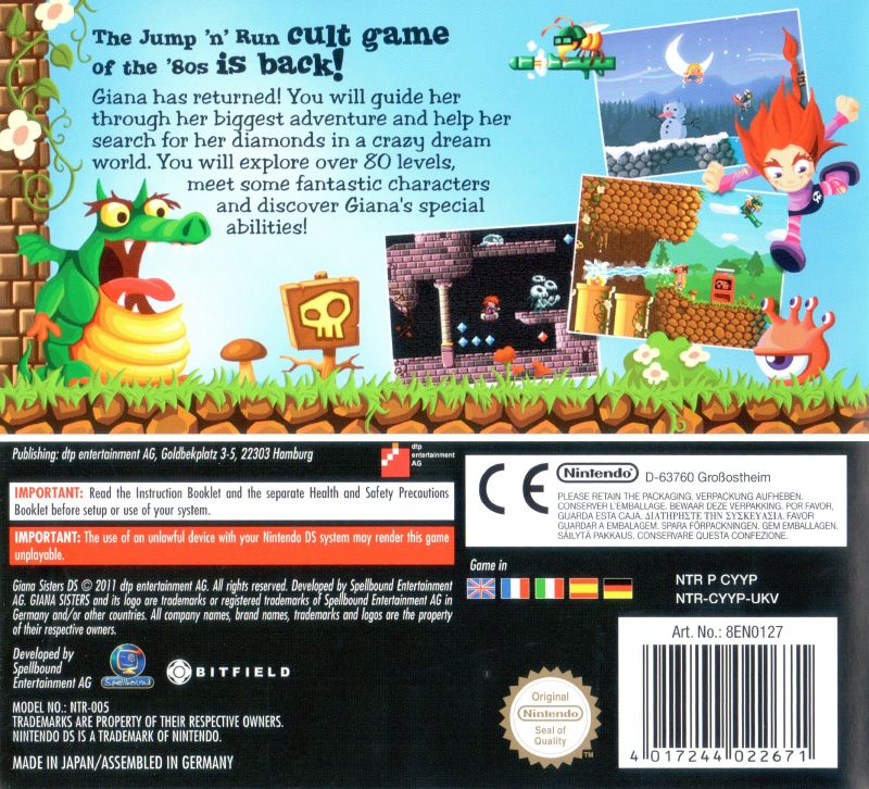 Giana Sisters DS — Box back