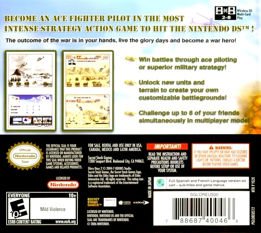 Glory Days 2 — Box back