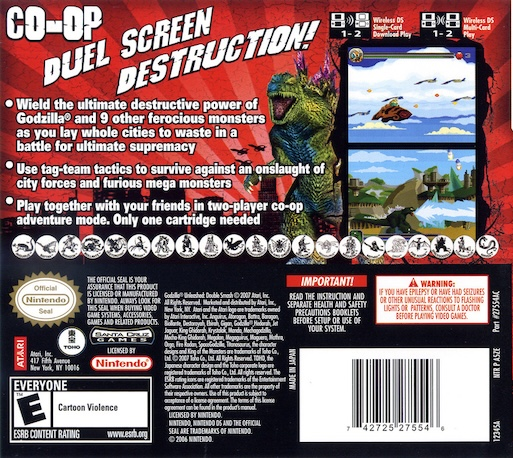 Godzilla Unleashed — Box back
