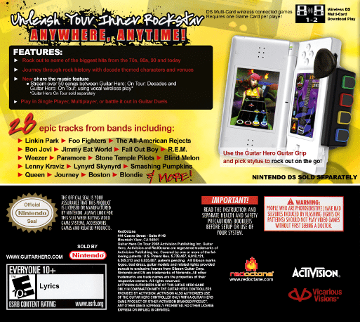 Guitar Hero - On Tour - Decades — Box back