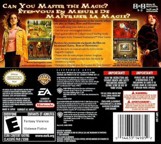 Harry Potter and the Goblet of Fire — Box back