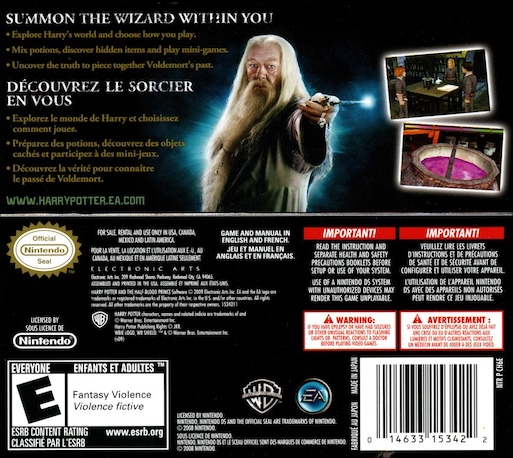 Harry Potter and the Half-Blood Prince — Box back