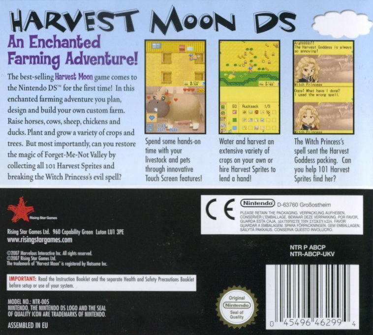 Harvest Moon DS — Box back