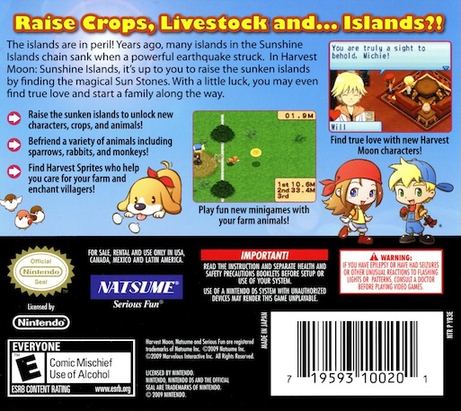 Harvest Moon DS : Sunshine Islands — Box back